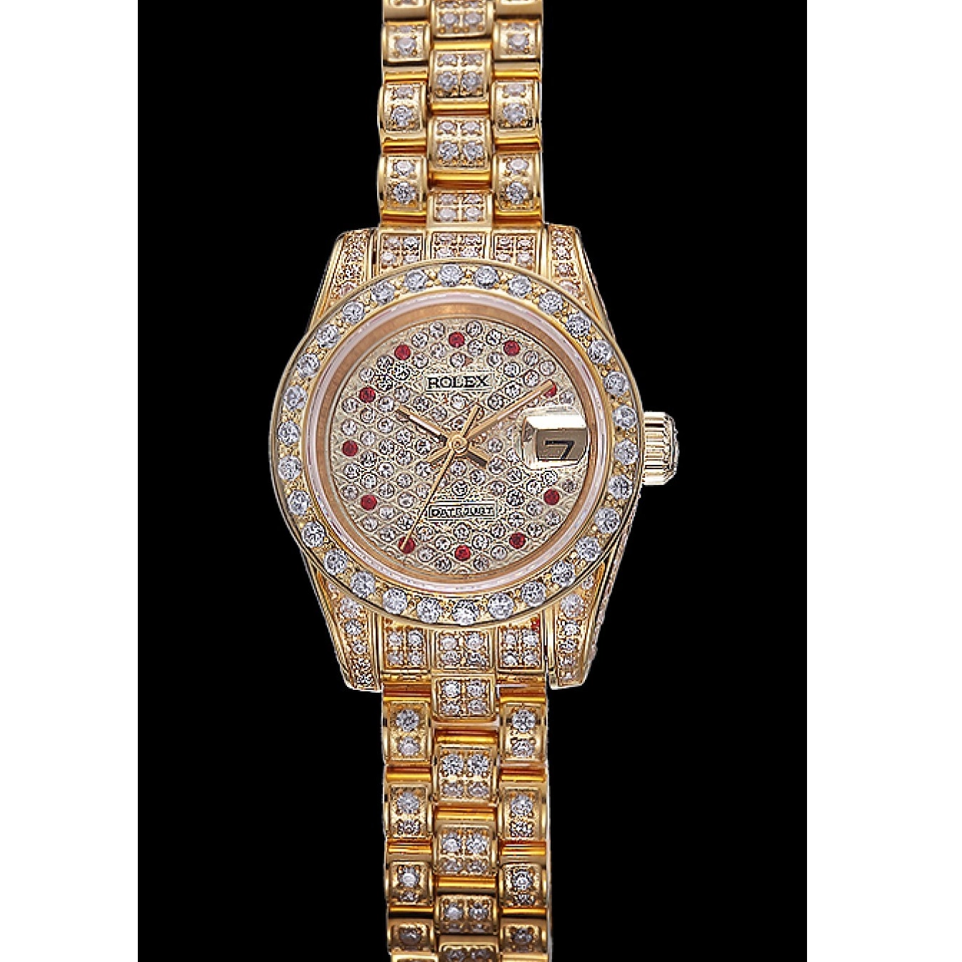 AAA replica watch Diamond Dial Swiss Rolex Gold DateJust 622024 0723
